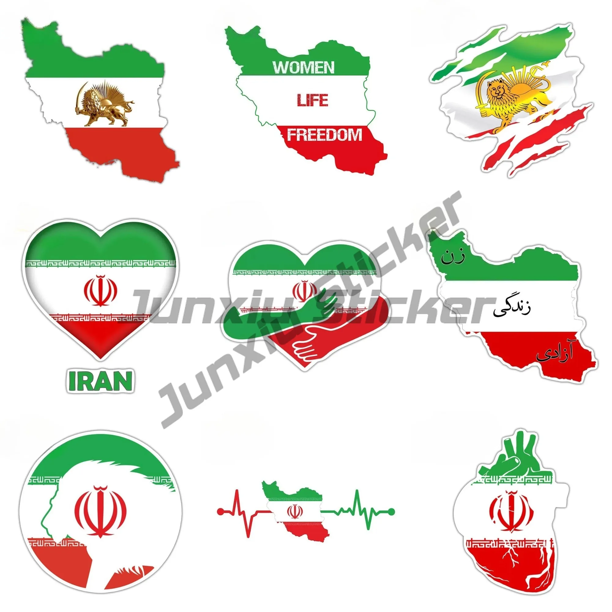 

National Flag Emblem Flag of Lion Iran Vinyl Car Sticker Rear Windshield Bumper Decal Waterproof Car Accessories