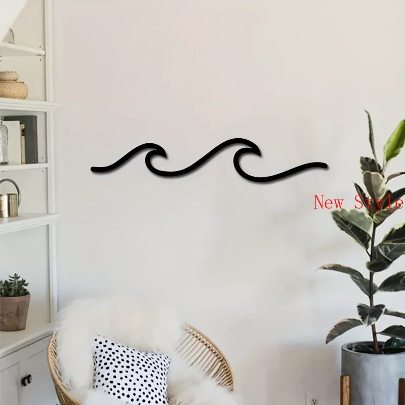 Metal Wave Art Sign home Decor Ocean Wave Wall Hanging Minimalist Lines Iron Crafts metal wall hanging for Bedroom Office Home D