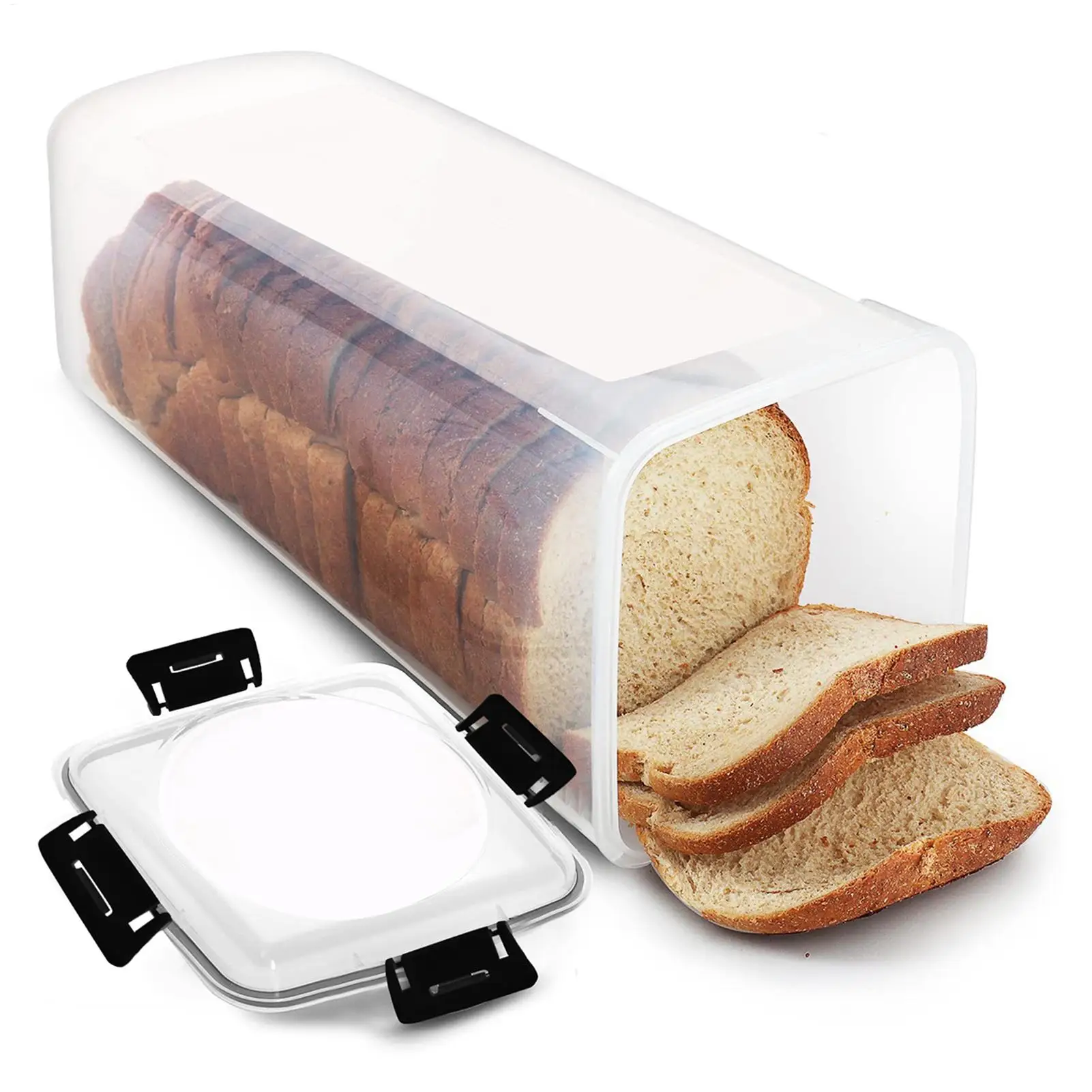 Contenedor para pan, caja para pan hermética transparente con tapa, soporte para pan sándwich para pan casero, protector de pan alto, utensilios de cocina