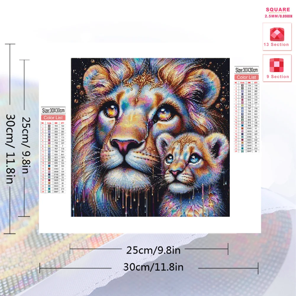 Evershine Diamond Painting Lion Animal Full Square Round Diamond Mosaic Cartoon Cross Stitch Embroidery Child Hobby