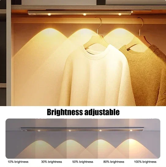 Hot Selling Intelligent Human Body Sensing LED Light Strip Rechargeable Self-adhesive Wardrobe Cabinet Light Strip