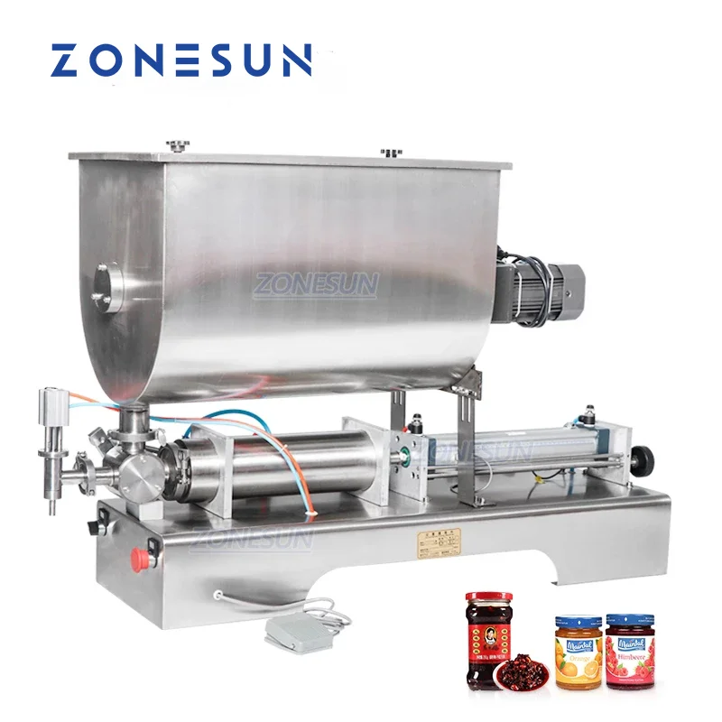 

ZONESUN Pneumatic Chili Sauce Filler Sauce Quantitative Packaging Machinery Slurry Mixing Filling Machine