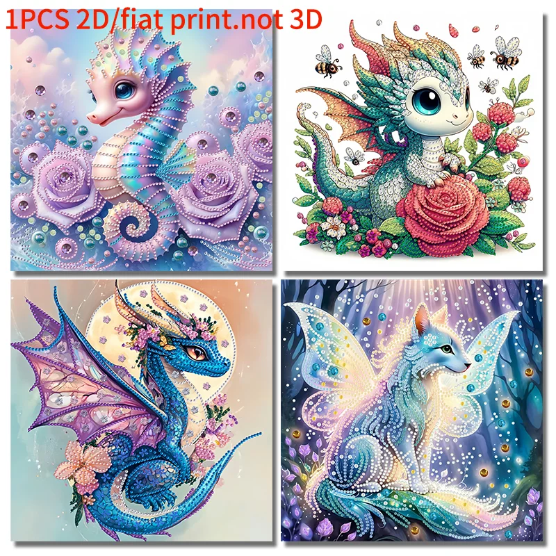 2d/flat 1 Diamond Painting Frameless Painting, animal Pattern, canvas Material, family use, for elders and Relatives