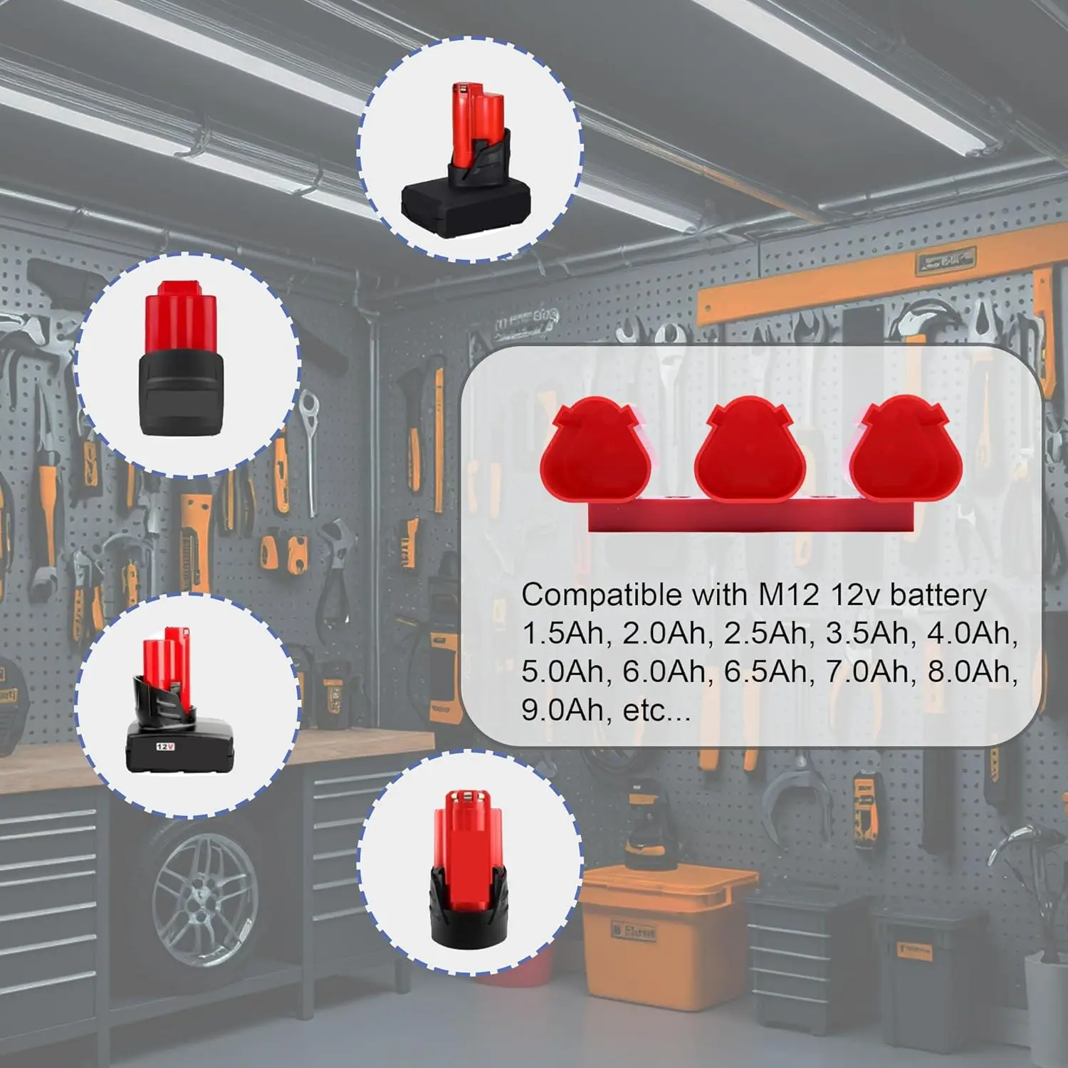 Batteriehalter, Werkzeugaufbewahrung, feste Halterung, Installationsbasis, Präsentationsständer für Milwaukee 10,8/12 V Batterie – Detail 6