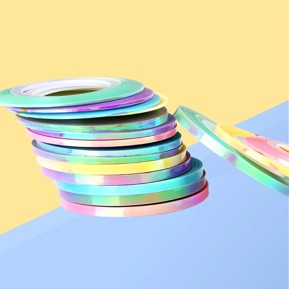 

18 Rolls Silver Thread Tapes Self Adhesive DIY Stickers for Shining Nail Line Nail Art Shining Line Manicure Pedicure