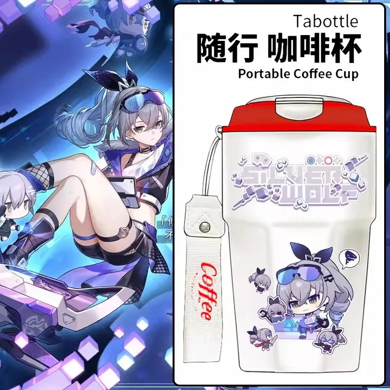 

Anime Game Honkai: Star Rail Cos Silver Wolf Cartoon Print 304 Stainless Steel Thermos Cup Gift