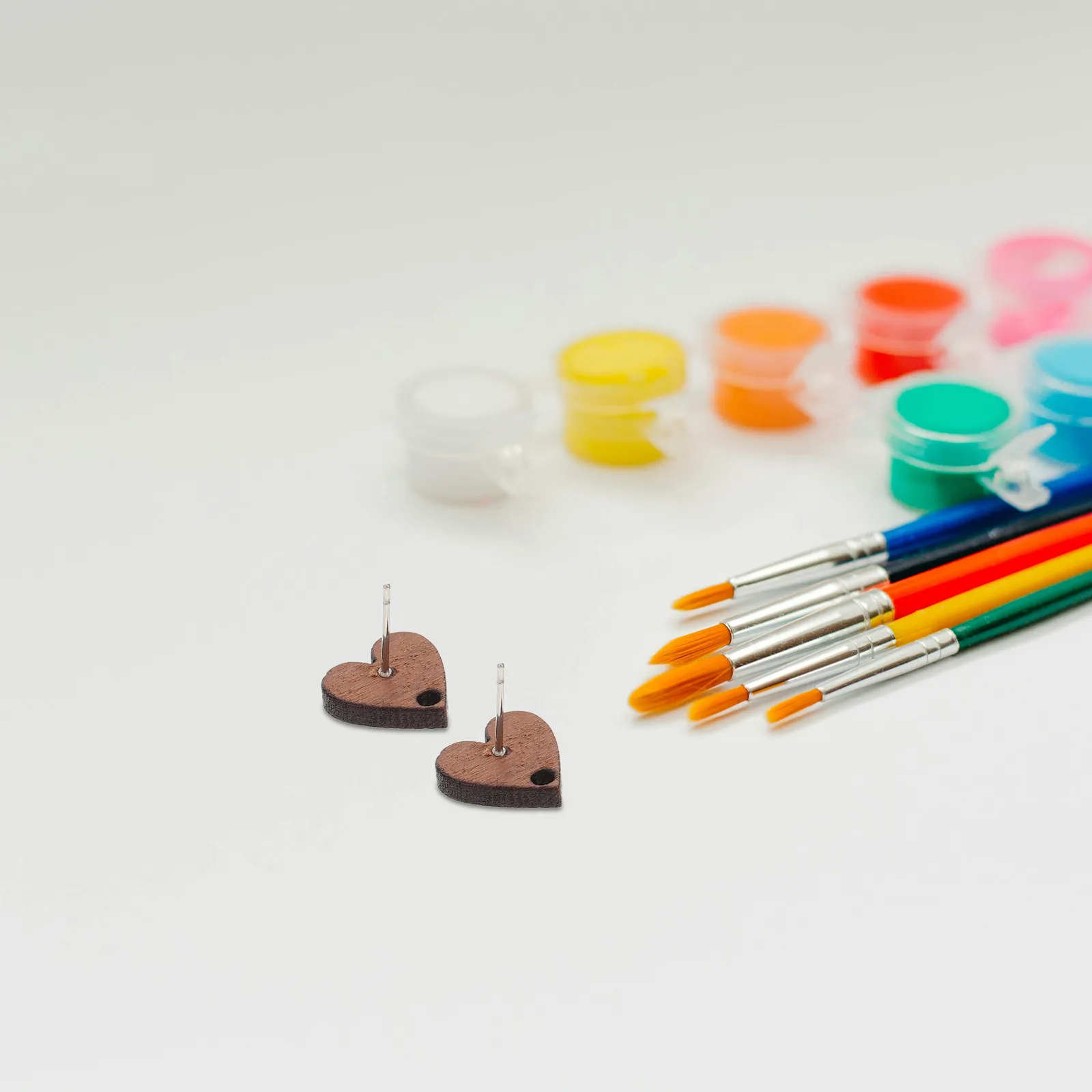 10Pcs Heart Shaped Wooden Earring Studs Flat Pad DIY Jewelry Making Supplies Natural Wood Minimalist Geometric Earrings Crafting - view 4