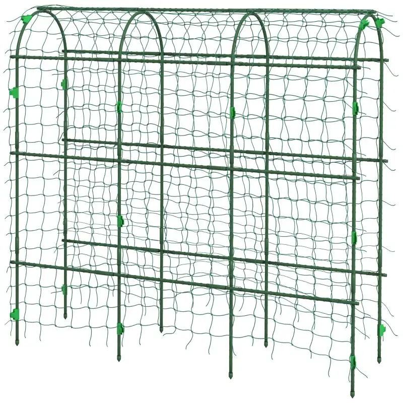 

Metal Garden Trellis, Arch Trellis for Climbing Plants Outdoor, A-Frame, with Climbing Net, 17" x 72" x 72", Green