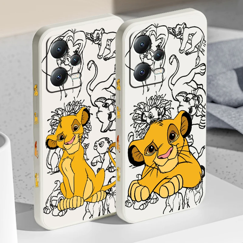 Anime Disney lew król płynna lewa lina do Xiaomi Redmi Note 13 12 12S 12R 11 11T 11S 10S Pro Plus 5G etui na telefon TPU