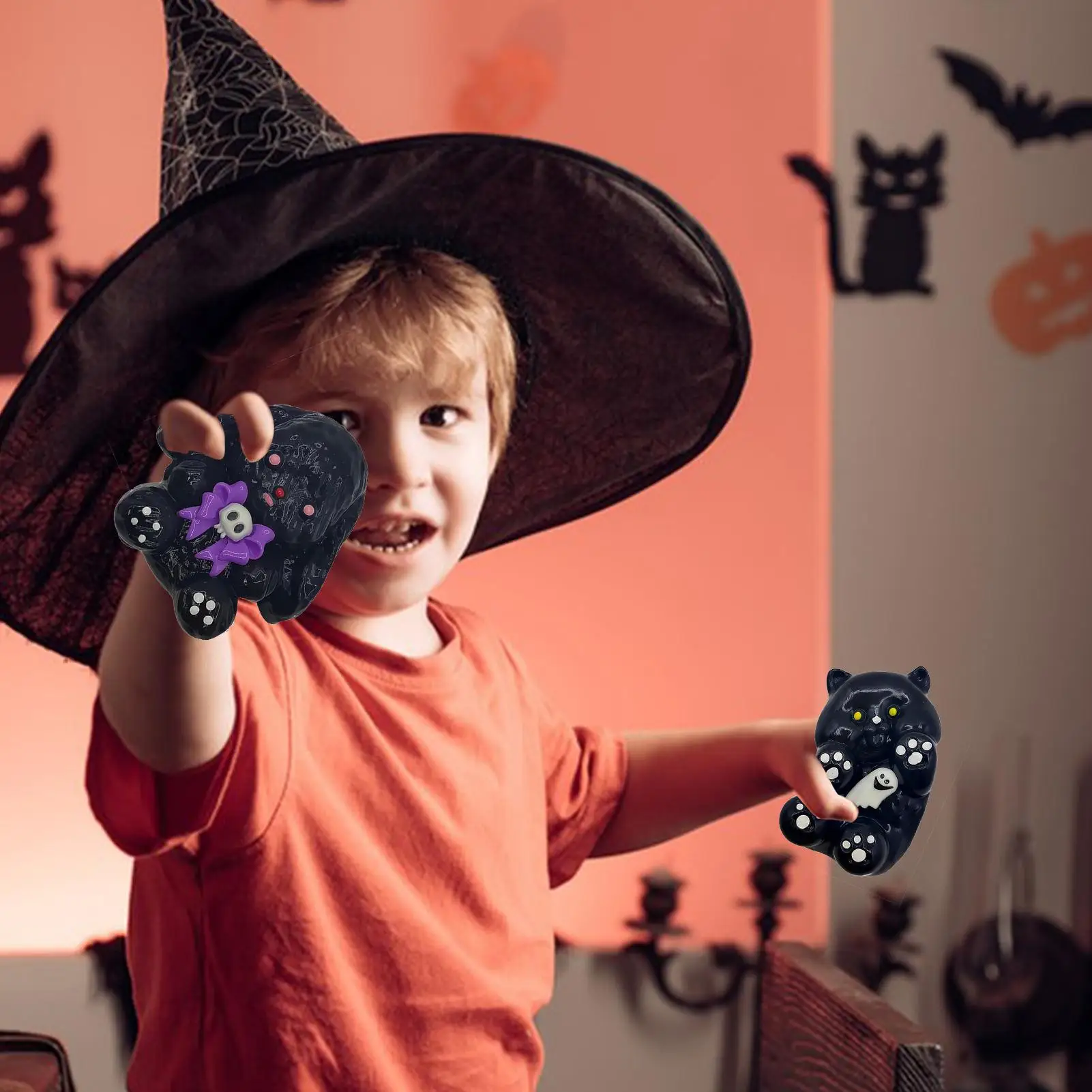 Pelota antiestrés con reducción de estrés para apretar, viñetas de animales, juguetes sensoriales suaves para Halloween, para el aburrimiento, escritorio para el lugar de trabajo, niño y niña