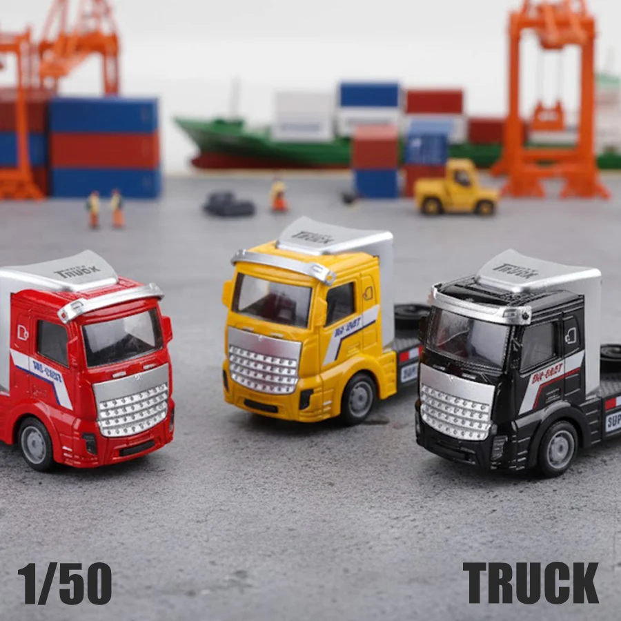 

(Corrugated cardboard) 1/50 scale toy truck in the style of a semi-truck cab, pull-back action, die-cast metal, boys' toy, gifts