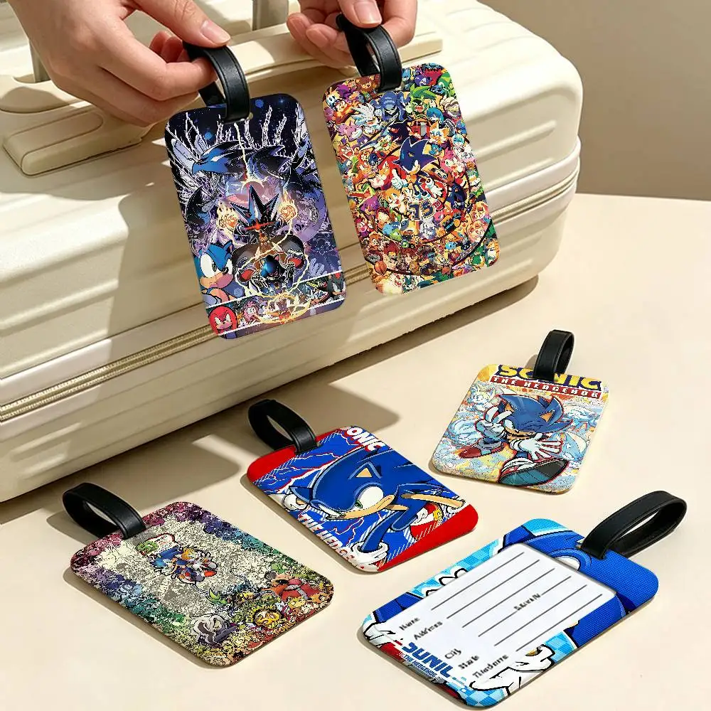 Anime S-SonicS Durable PVC Anti lost Baggage Tag With Info Card Lightweight Luggage Identification Label
