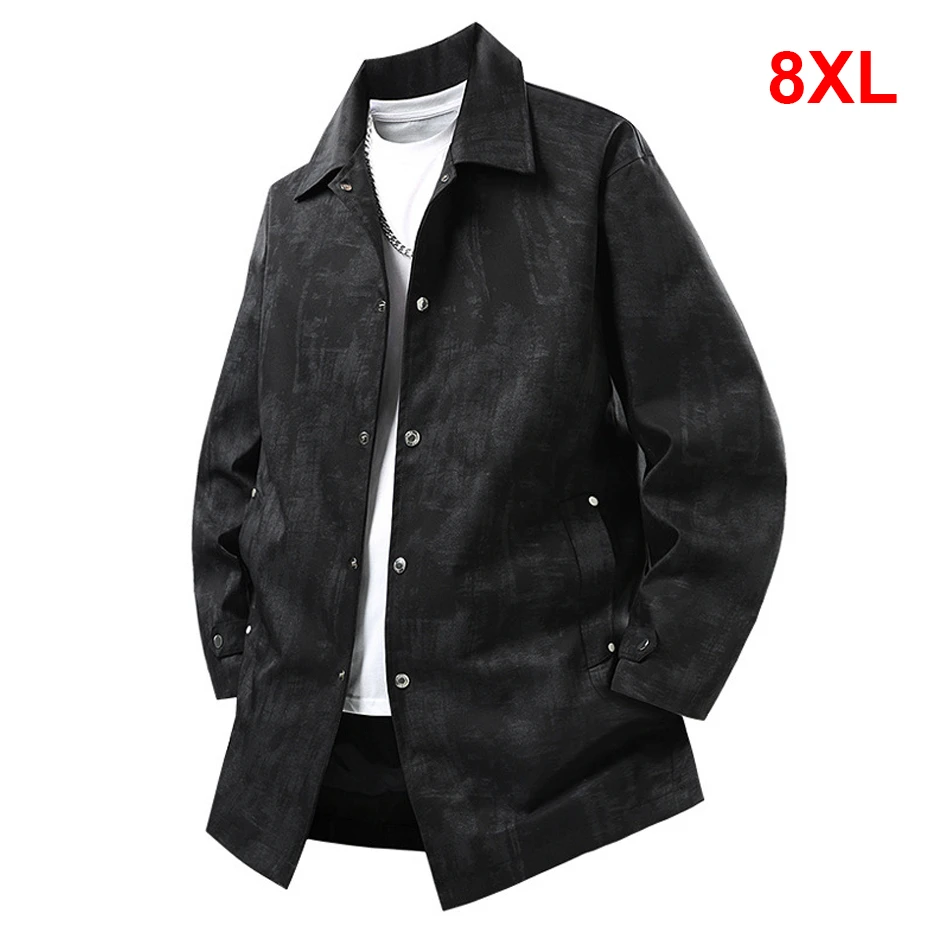 

8XL Куртка больших размеров Мужская винтажная куртка с принтом тай-дай Модная повседневная весенне-осенняя длинная куртка Пальто Мужской большой размер 8XL
