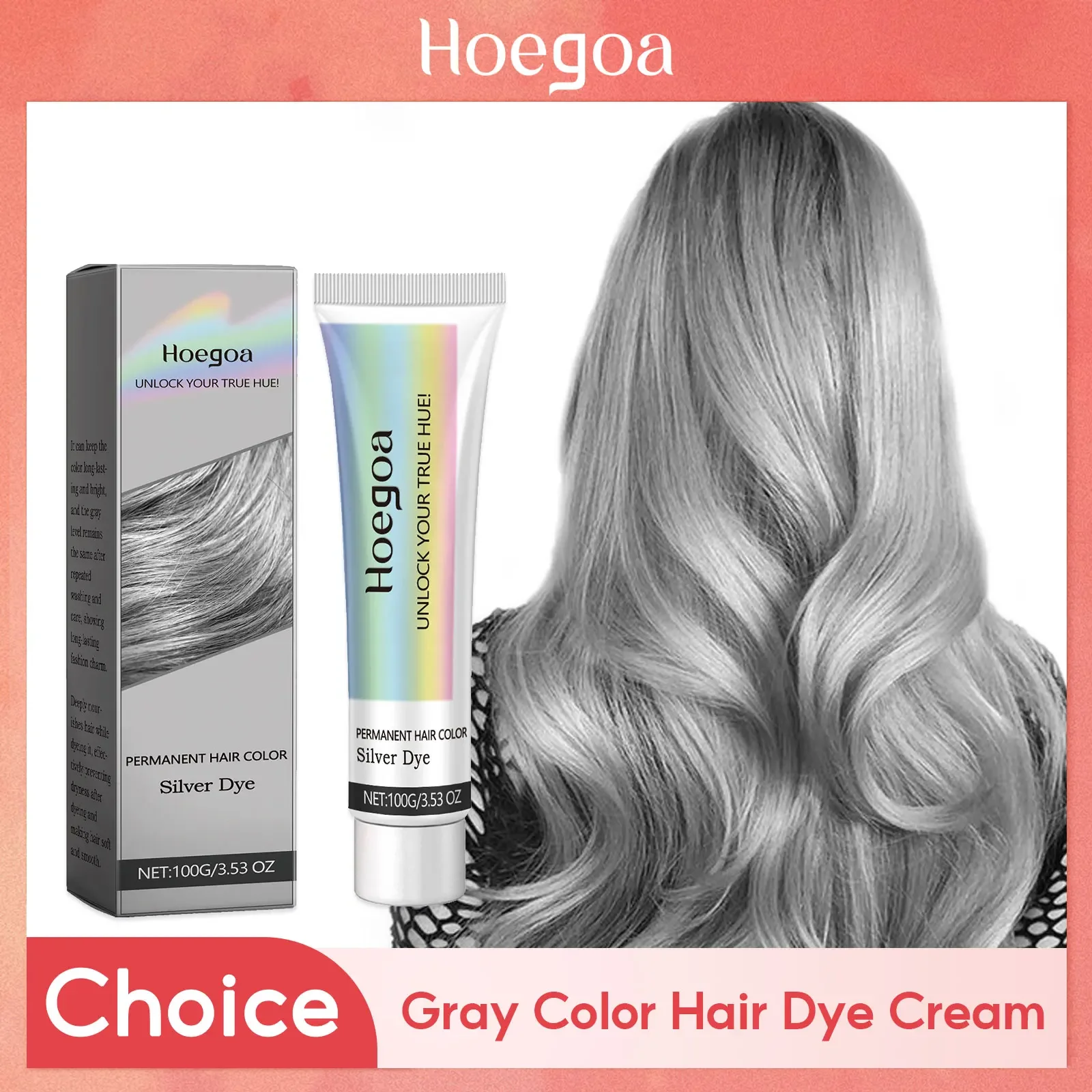 Gray Hair Dye Cream Smoky Gray Punk Style Light Silver Gray Permanent Professional Hair Color Long Lasting Dye Wax For Women Men