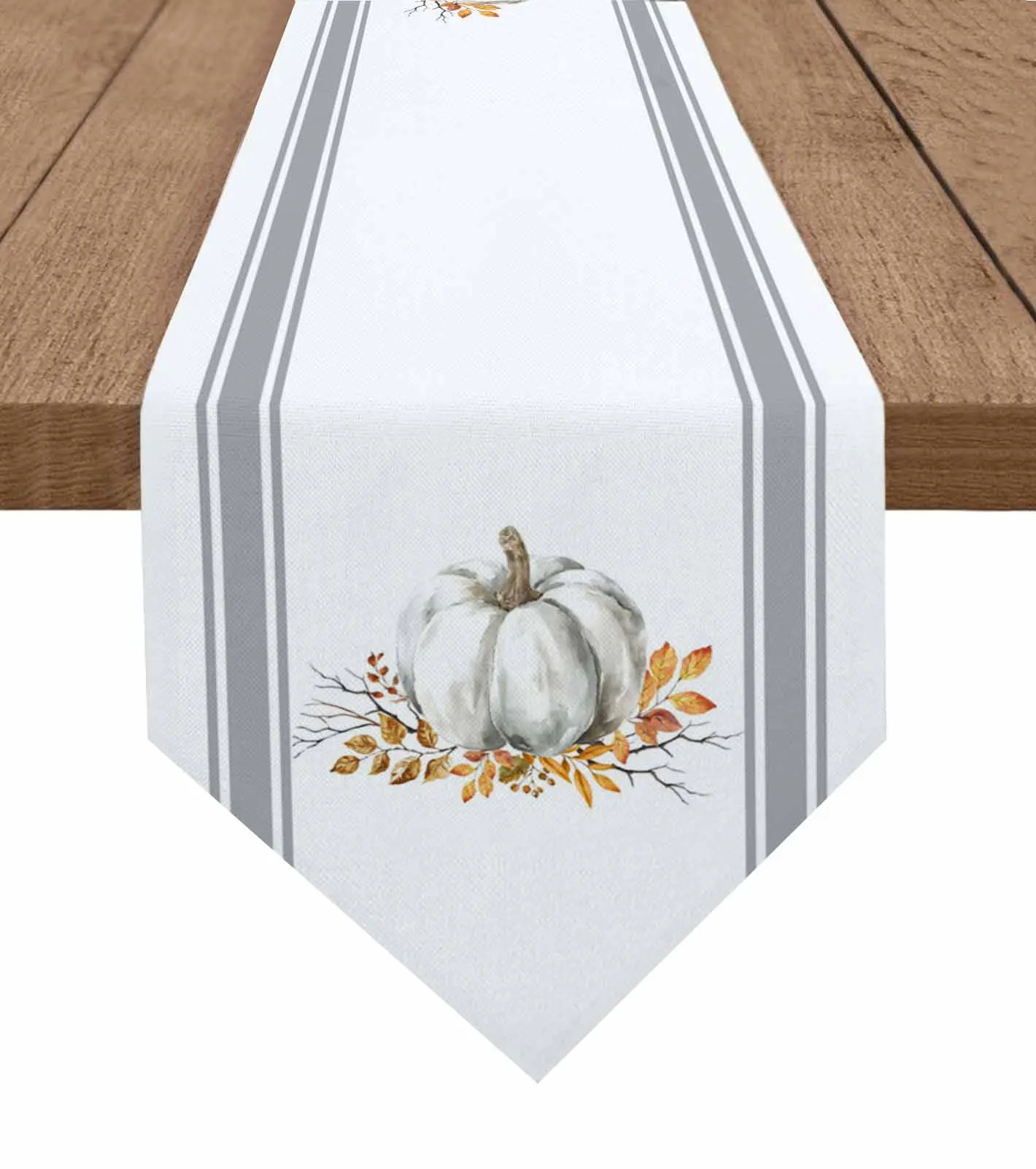 

Farmhouse Thanksgiving Pumpkin Table Runner Cotton Linen Wedding Table Decor Tablecloth Kitchen Decor Table Cover
