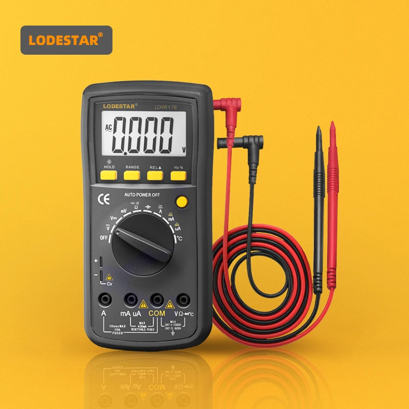 

LODESTAR LD9808A/LD9807B Professional Digital Multimeter DC/AC Voltage Current Tester Backlight Capacitance Resistance Tester