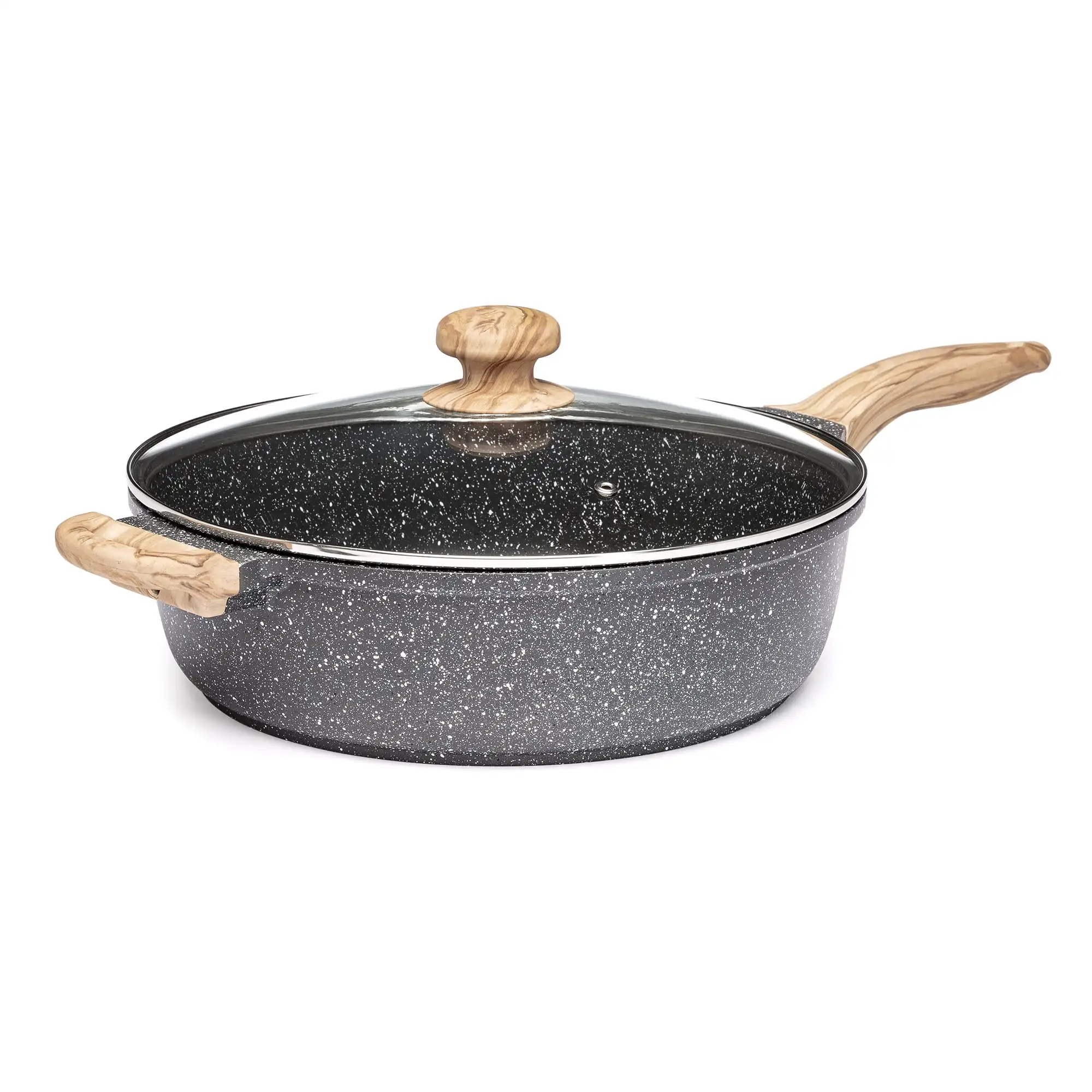 

Prairie Signature 6 Quart Cast Aluminum Jumbo Cooker Sauté Pan, Charcoal Speckle