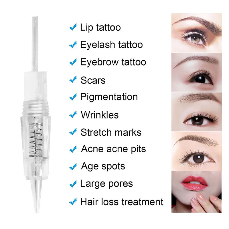 50pcs Tattoo Needles Screw Cartridge Needles Permanent Makeup R1 R2 Eyelinver Lips Eyebrows for System Tattoo Machines and Grips