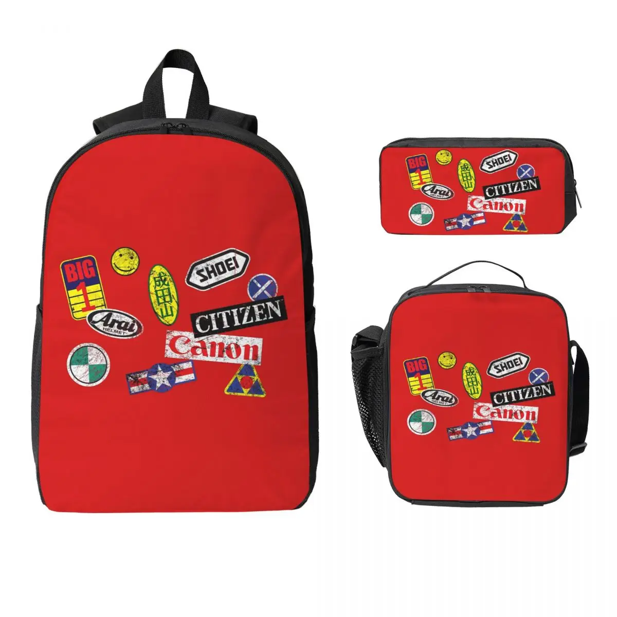 AKIRA Stickers Mask Backpack Student Boys Girls BookBag School Bag Laptop Shoulder Bags 3ps Insulated Lunch Bag Pencil Case
