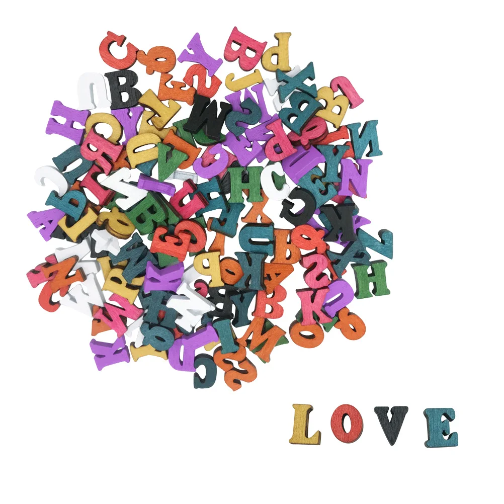 

100 pcs Wooden Letters Chips Smooth Edges Colorful Painted Diy Crafts Supplies Educational Tools Montessori Toys