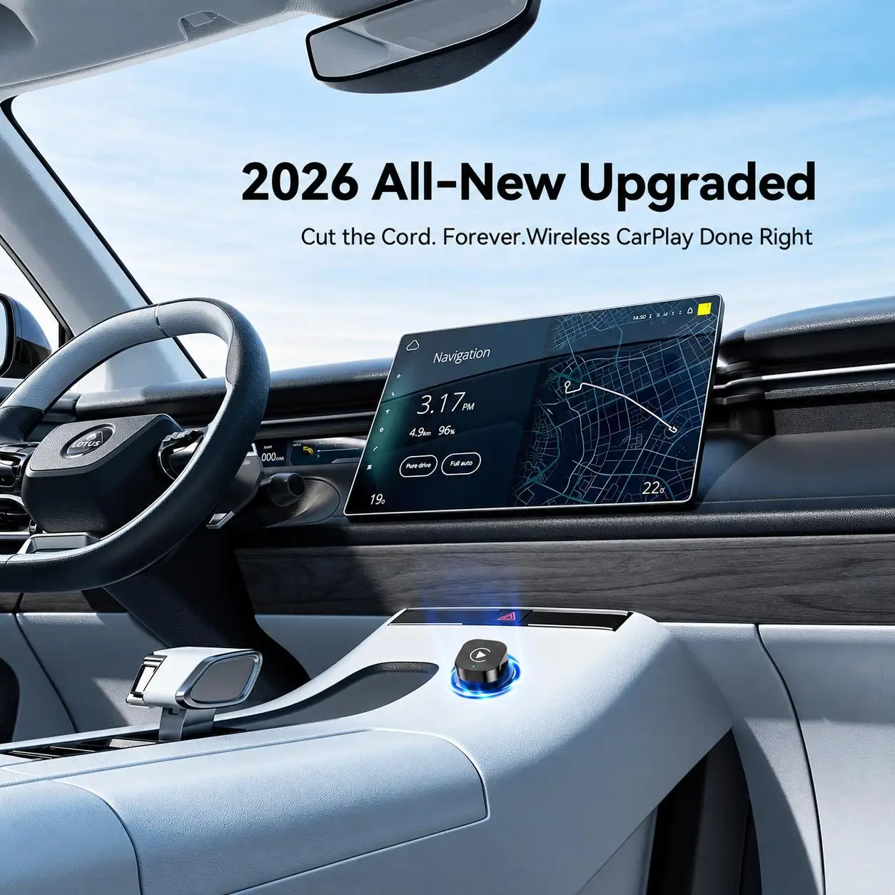 USB C Wireless CarPlay & Android Auto Adapter, Wired to Wireless Dongle，Compatible with iPhone & Android Smartphones.
