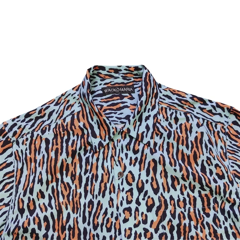 Trend Latest WACKO MARIA Mens Womens Hip Hop 25SS Leopard Hawaiian Short Sleeve Shirt Fashion Loose Casual Tops