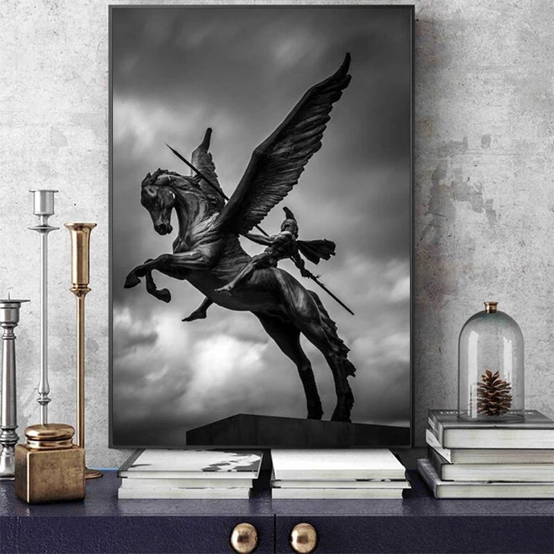 Greek Canvas Painting Mythology Warrior Sculpture Posters Prints Creative the Tears of Achilles Artwork Statue Wall Art