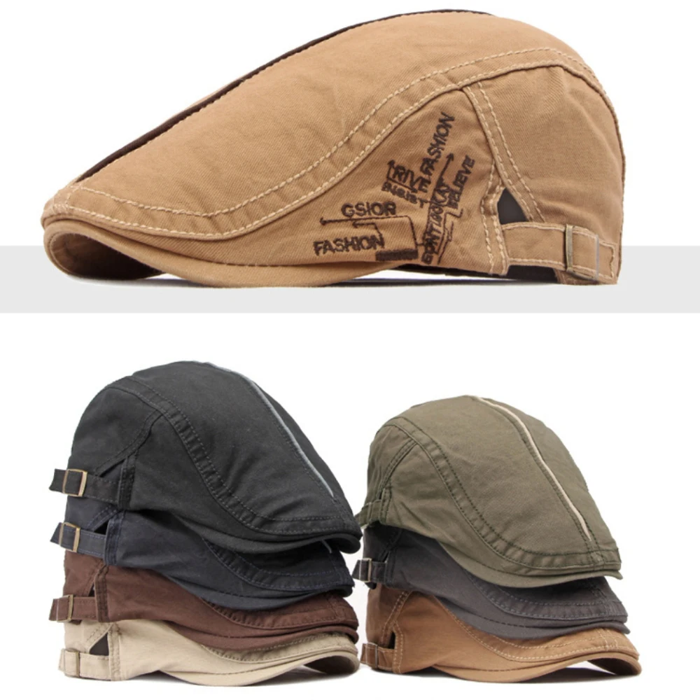 

HT4634 Berets Spring Summer Autumn Men Women Cap Artist Painter Beret Hat Male Female Adjustable Ivy Flat Cap Cotton Beret Cap
