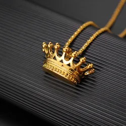 The King Crown Simple Dimensional Alloy Pendant Necklace Hip Hop Fashion Men Rapper Metal Pendants Neck Chian Jewelry Accessory