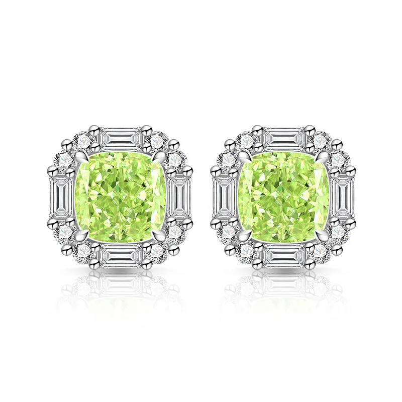 

925 Sterling Silver Ice Flower Cut Sugar Cube Stud Earrings Fashion Luxury High Carbon Diamond Women's Jewelry