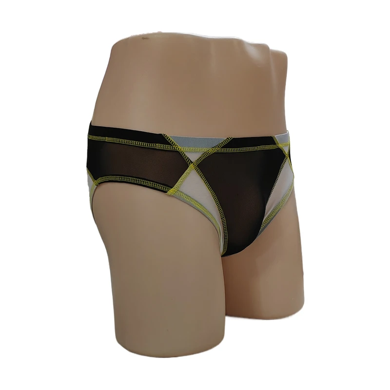 New Men's Triangle Underwear Color Contrast Patchwork Mesh Micro Transparent Sexy Fashion Couple Men's Triangle Underwear