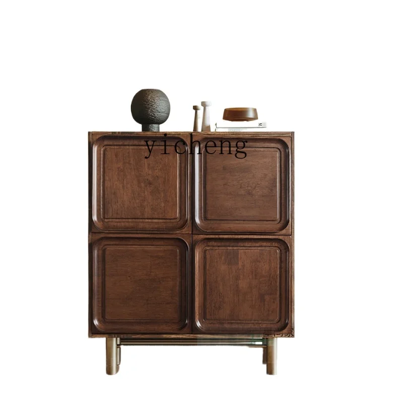 

ZF Locker Modern Vintage Wine Cabinet North American Black Walnut Color Simple Modern Living Room Entrance Cabinet