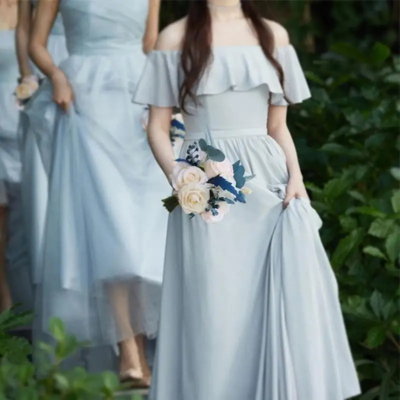 E8BD Flower Corsage sztuczny szampan róża róży bukiet pawo-niebieskie rekwizyty fotograficzne