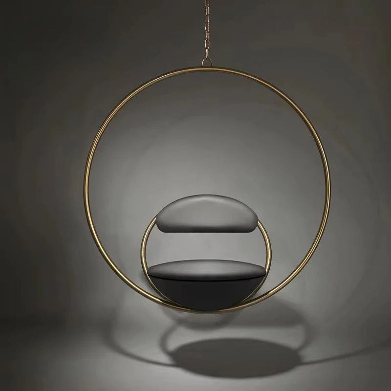

Free Standing Outdoor Swing Hanging Chair With Bold Bright Stainless Steel Round Frame