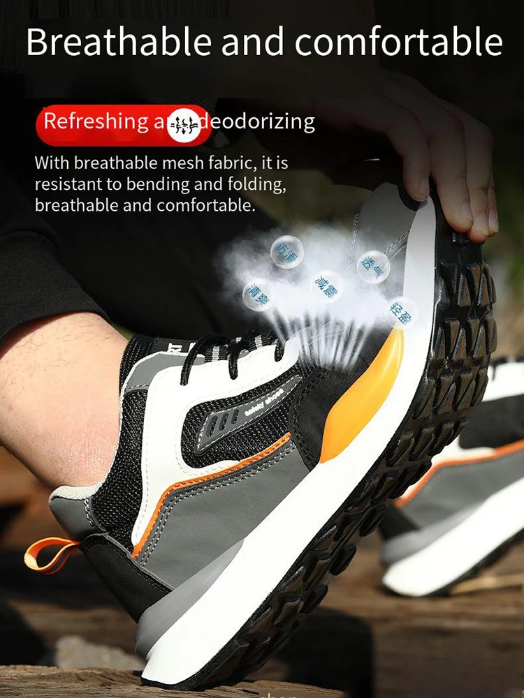 Labor Protection Shoes Breathable Lightweight    Steel Toe Caps Prevent Smashing Punctures Have Soft Soles That Are Comfortable view 3