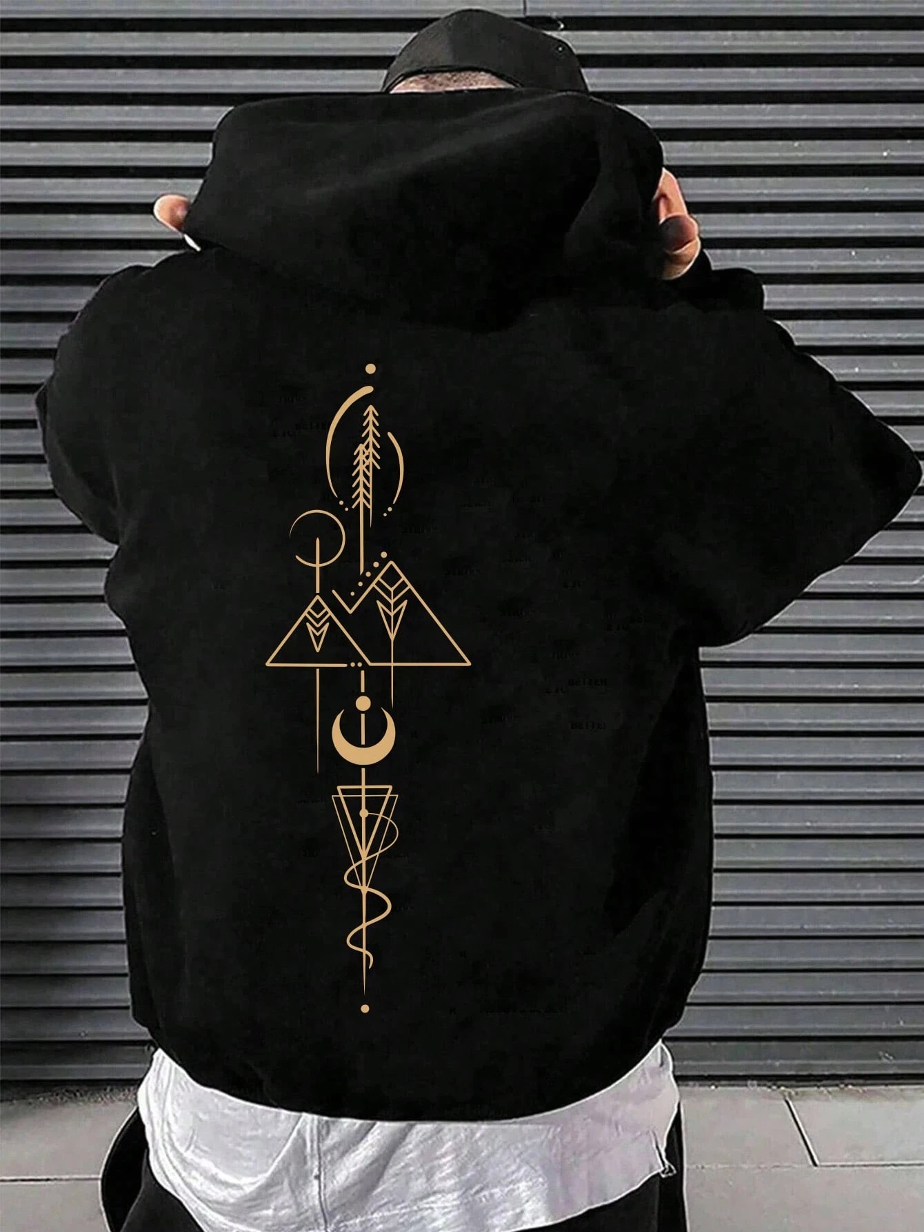  Men's Geometric Print Hoodie Sweatshirt 2025 Casual Couple Hoodies Sweatshirts Clothing Oversized Men's Clothing Y2k Clothes