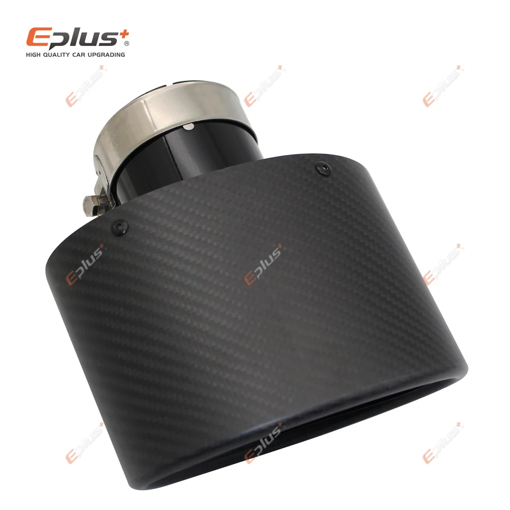 

Universal Matte Carbon Fiber Car Mufflers Tip Exhaust Pipe Nozzle Decoration Universal Stainless Black Oval Width 150mm