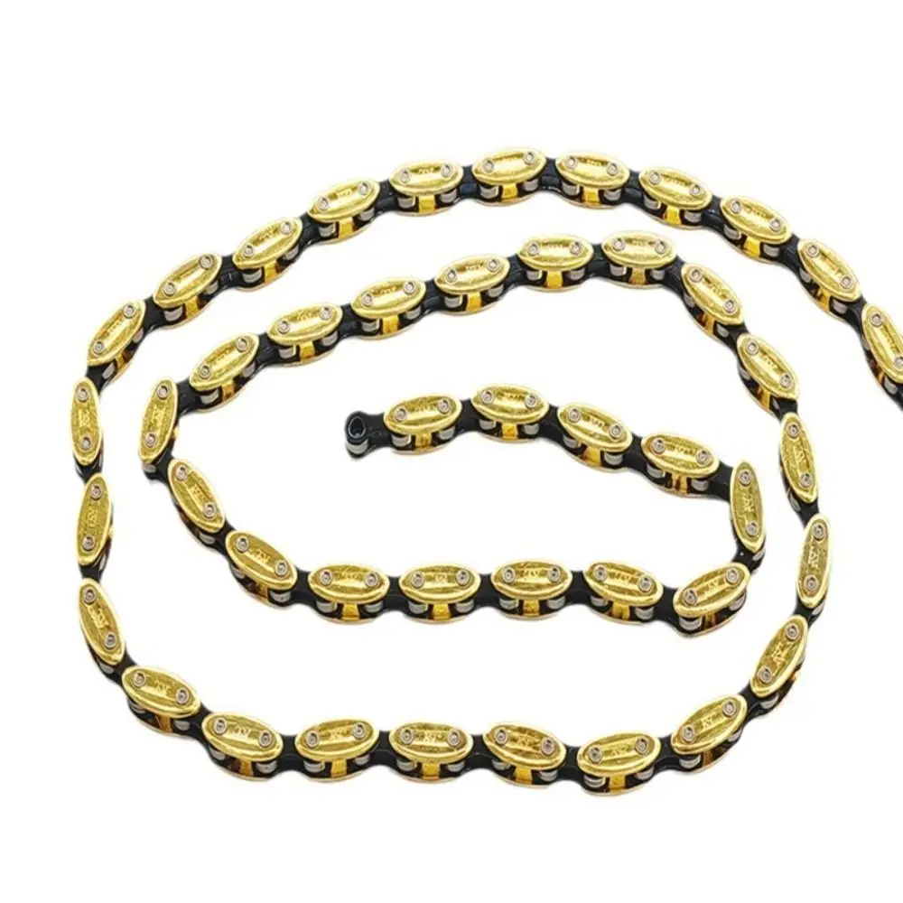 Heavy Duty 1/2 X1/8 Bicycle Chain 100 Link Fixed Gear Bicycle Olive Chain NX01 Gold/Silver Single Speed Chain Mountain Road