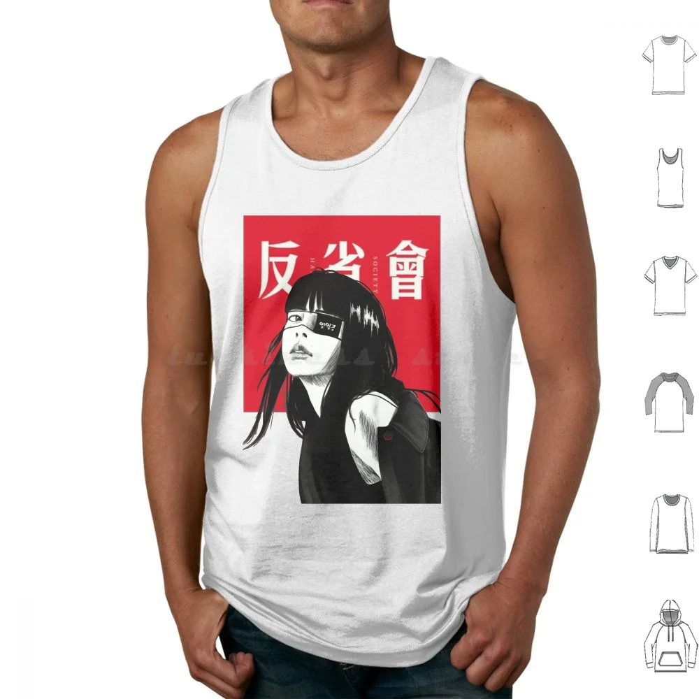Vaporwave Japanese Tank Tops Vest Sleeveless Cyborg Girl Vaporwave Japanese Hipster Future Fashion Urban Style Cyber Culture