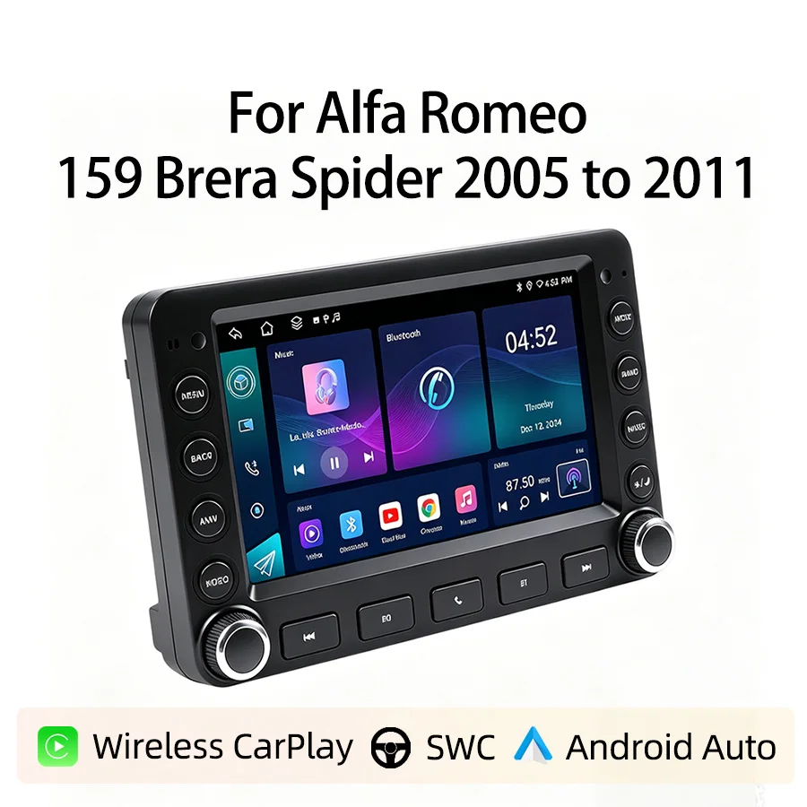 Radio para Auto de 1024*600 para Alfa Romeo 159 Brera Spider 2005 a 2011, CarPlay Inalámbrico, Android Auto, GPS, Bluetooth, Control desde el Volante