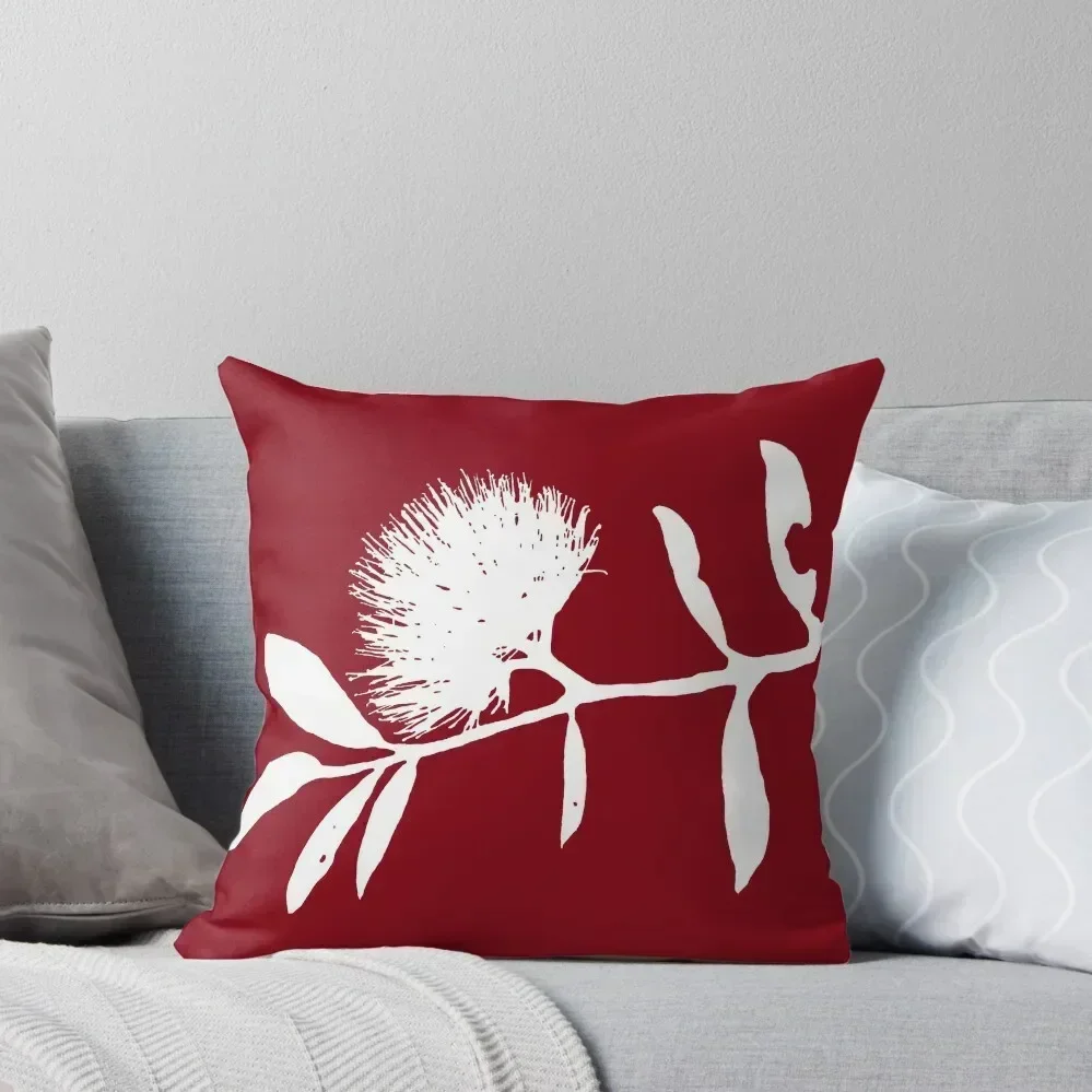 

Pohutukawa- White on Red Throw Pillow Cushion Covers For Living Room Pillow Covers Decorative luxury decor pillow
