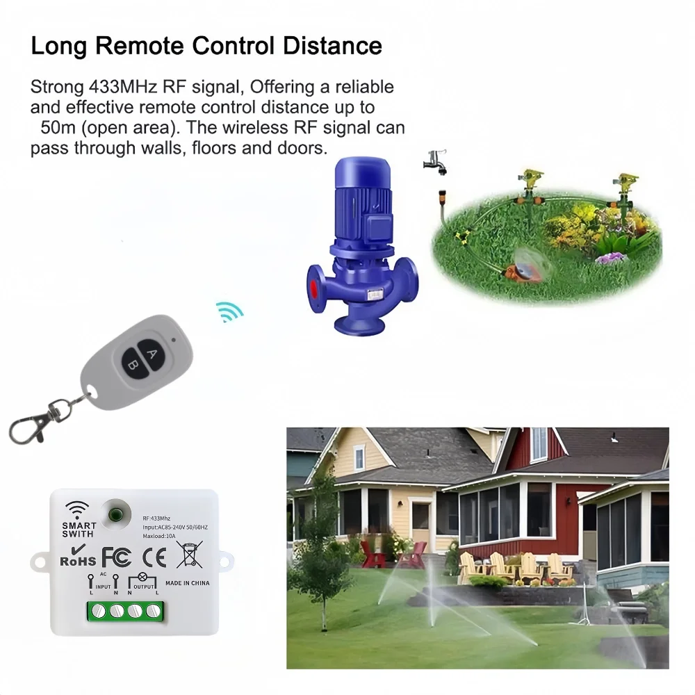 110V 220V Remote Control Switch 433 Mhz Remote Controls Wireless Relay Receiver Remote Transmitter For Led Lights Bulb DIY