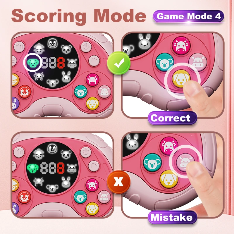 Children's stress-relieving animal quick push game console Whac-a-mole logical thinking toy to break through levels