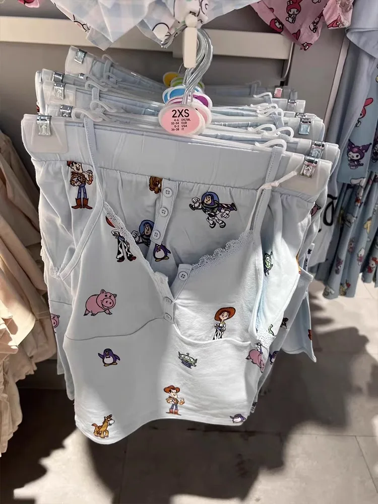 

Summer Pure Desire Spicy Girl Cartoon Strap Spwear ortie Crop Top And orts Home Clothes Set for Young Women