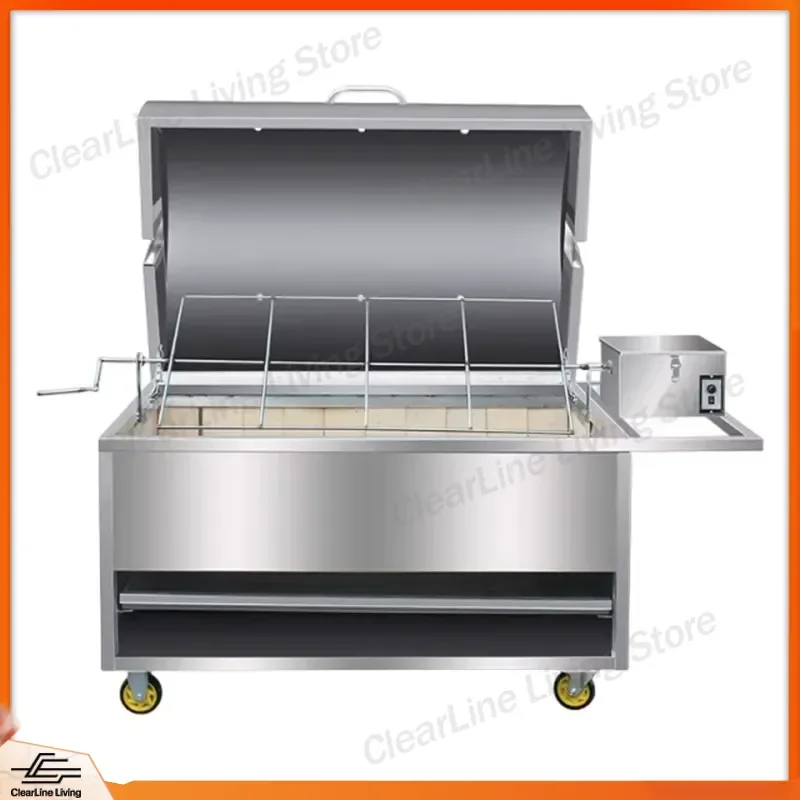 Commercial Smokeless Automatic Rotary Grill for Whole Sheep Lamb Chops Rabbit Chicken Fish Leg Charcoal Gas Outdoor BBQ Stove