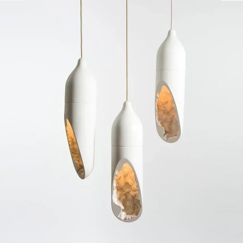 Japanese Style Wabi-Sabi Pendant Lamp Modern Creative Plaster Hanging Lamp Foyer Kitchen Bedroom Bedside Gyspum Chandelier