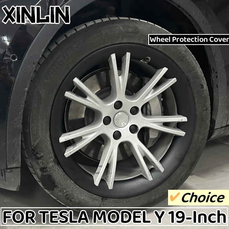 4PCS 19 inch Wheel Hub Protection Cover For Tesla Model Y 2020-2024 Rwd Performance Protection Ring Full Rim Cover Accessories