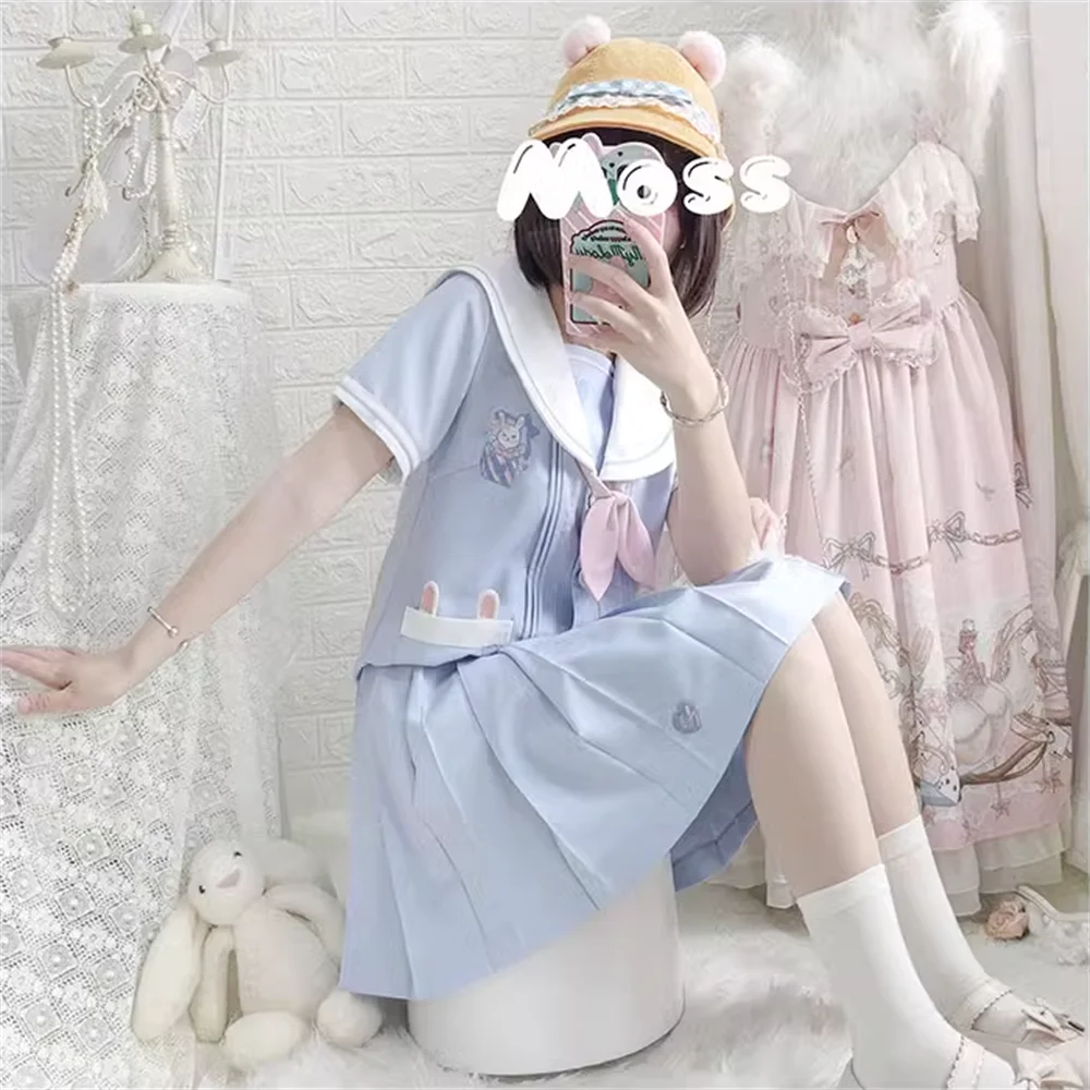 Original Authentic JK Uniform Suit Cute Sailor Suit Sweet Lolita Japanese Tea Party Half Skirt Suit