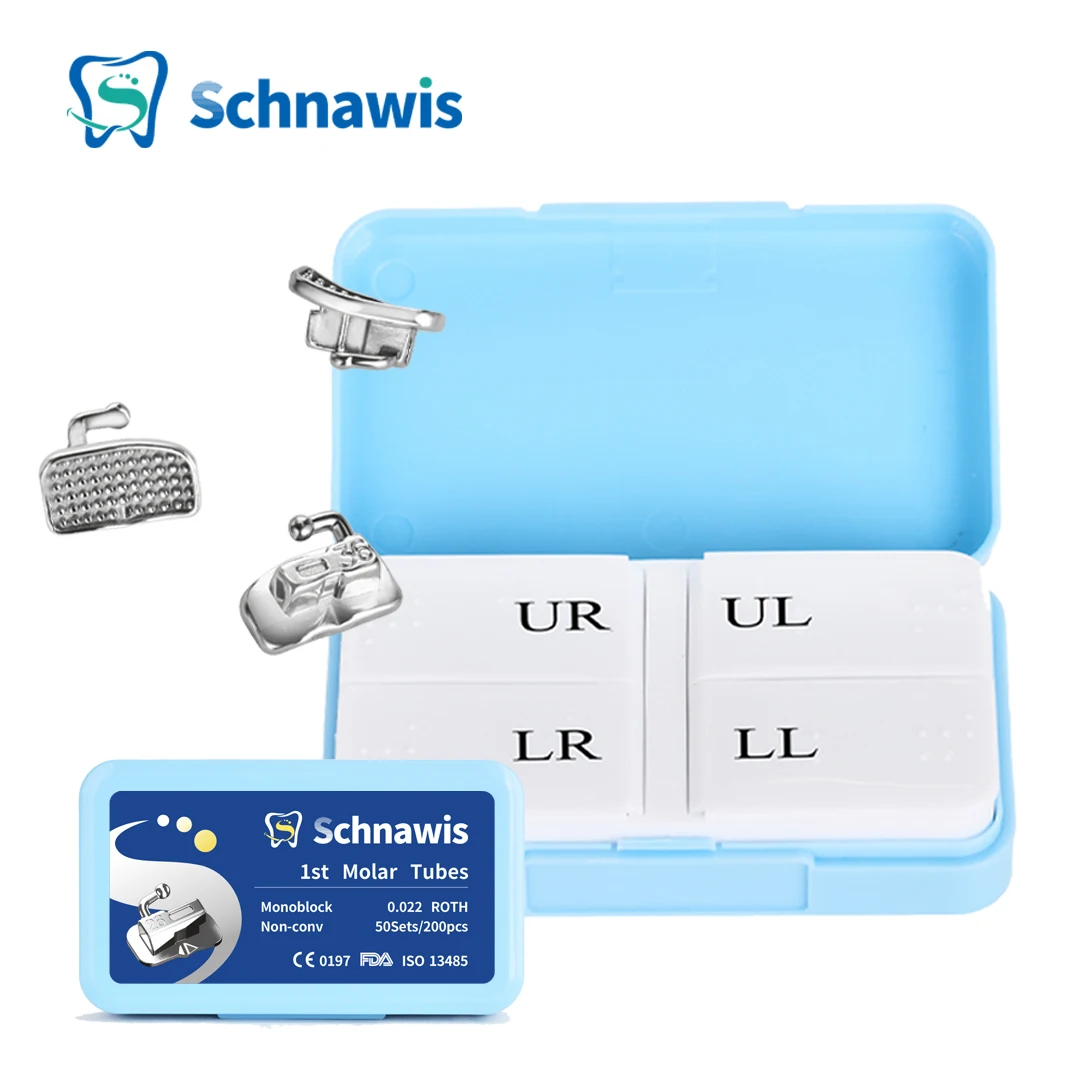 200Pcs Orthodontics Buccal Tube Dental Bondable Monoblock 1st Molar Non-Convertible Single Tube Roth MBT Orthodontist Dentistry