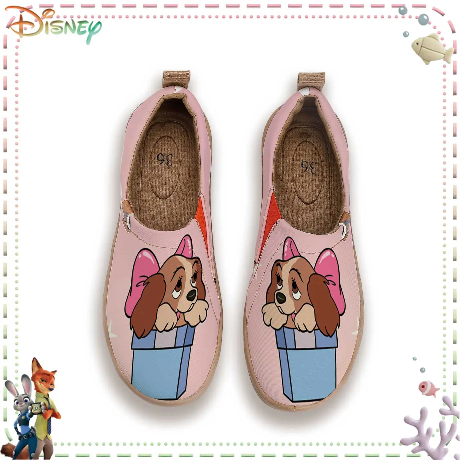 

Женские слипоны с принтом Disney Lady and the Tramp, милые кроссовки с мультяшными персонажами